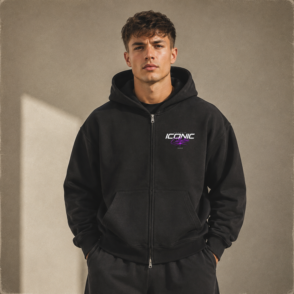 “Born to be iconic” Essential Heavyweight Zip up