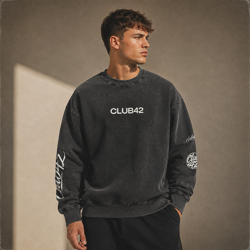 CLUB42 Snow Washed Oversized Sweatshirt